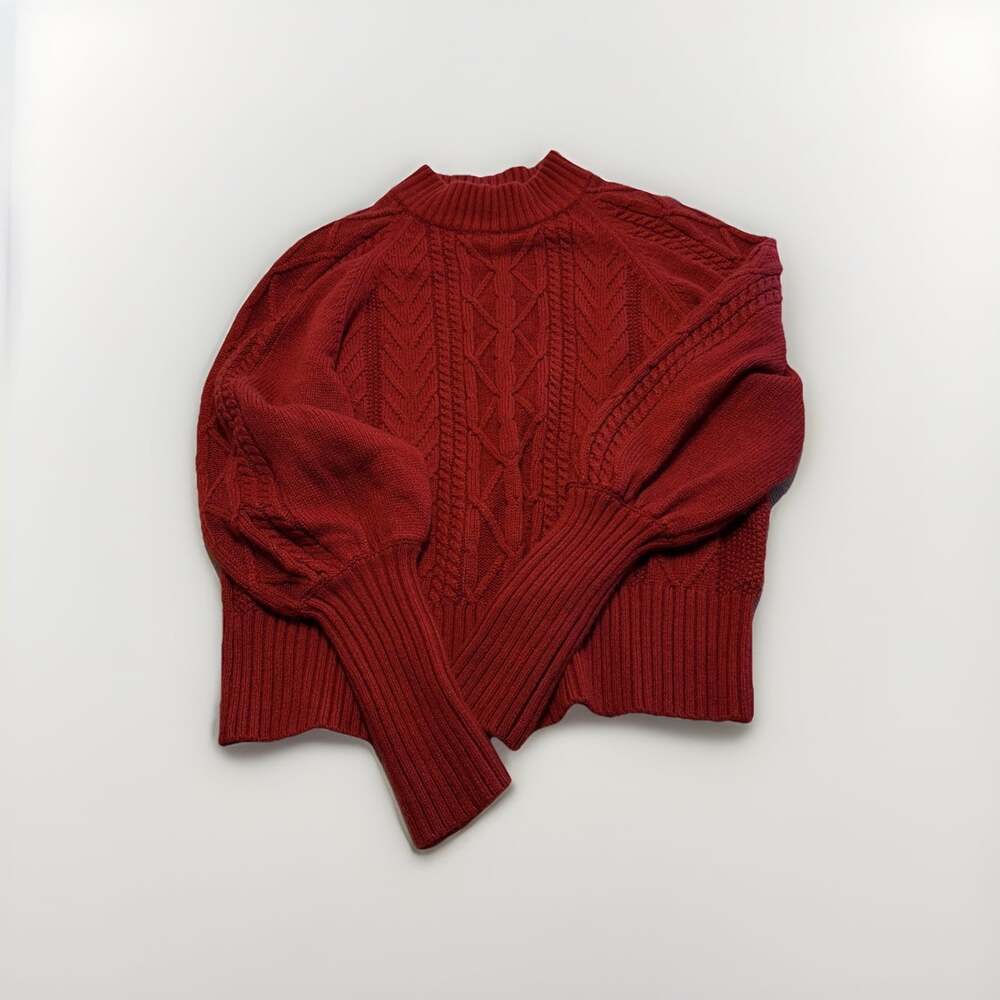 Cotton Chicks Women's Red Cable Knit Sweater Medium - Classic